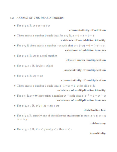 real numbers notes