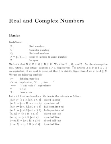 real and complex numbers