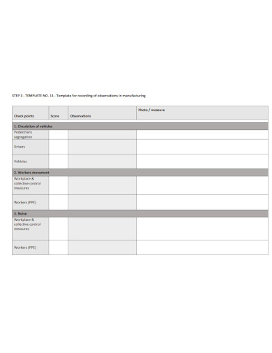 recording of observation template 