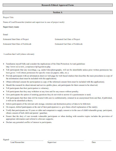 research ethical approval form 