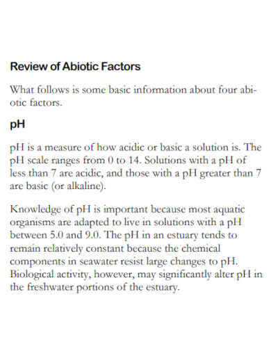 review of abiotic factors