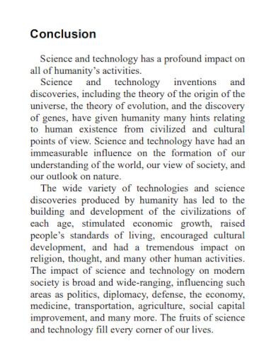 science and technology conclusion