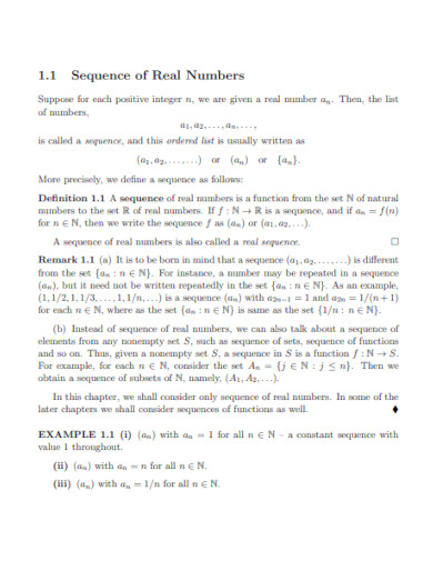 sequence of real numbers