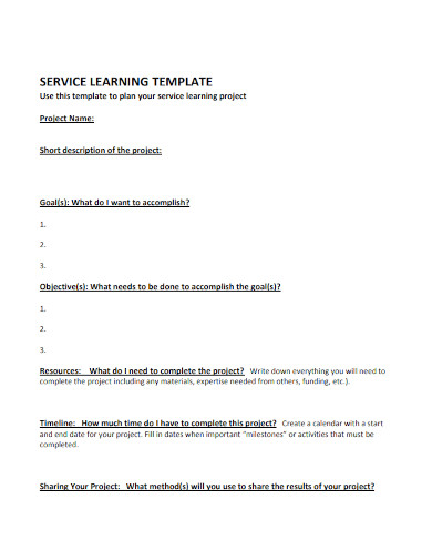 service learing template 