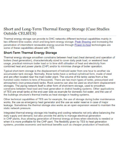 short and long term thermal energy