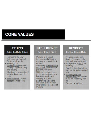 simple core values