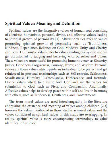spiritual values