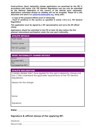 sport nationality change application form 