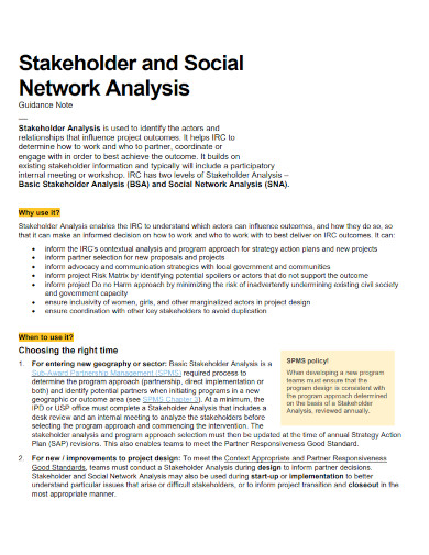 stakeholder and social network analysis