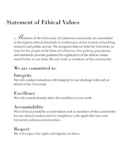 statement of ethical values