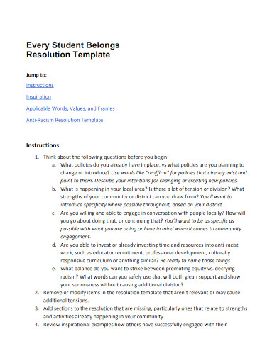student belongs resolution template