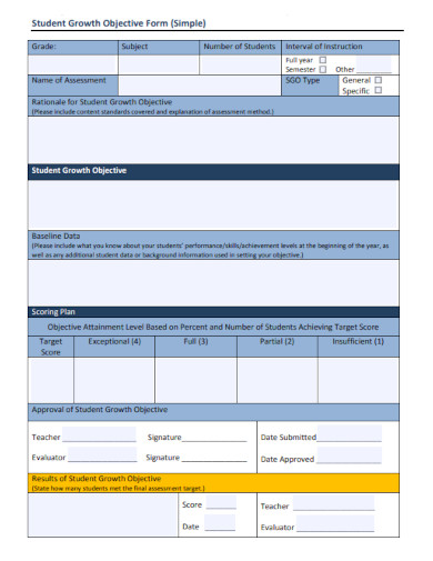 student growth objective form