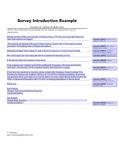 survey introduction example