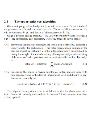 the opportunity cost algorithm