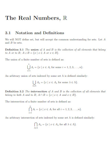 the real numbers example