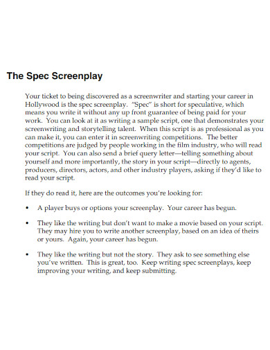 the spec screenplay