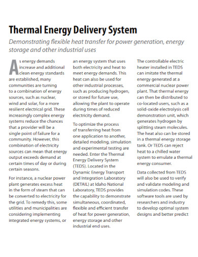 thermal energy delivery system