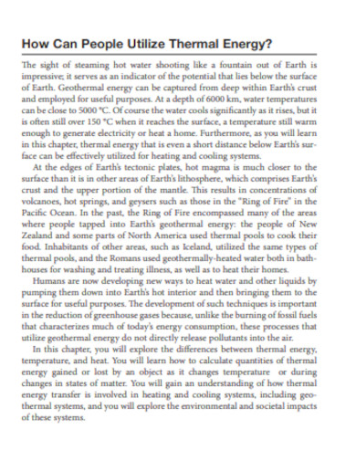 thermal energy and society
