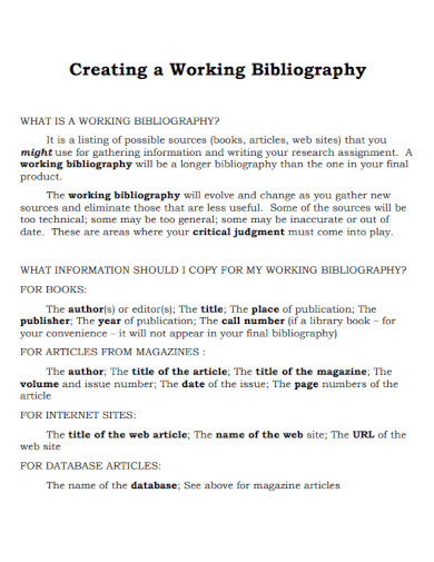 working bibliography