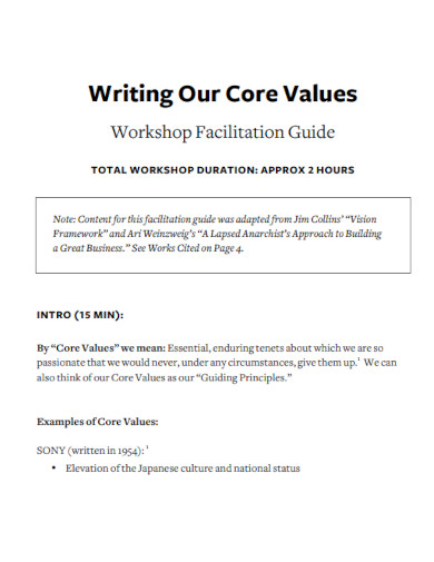 writing our core values
