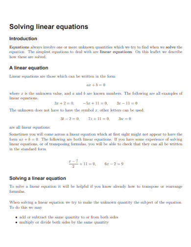 a linear equations