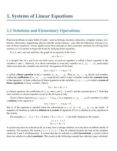 about linear equations