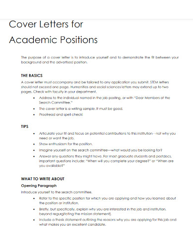 academic positions cover letters 