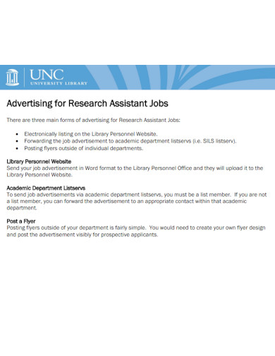 advertising for research assistant jobs