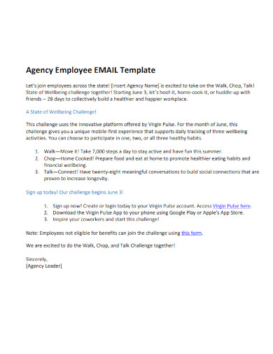 agency employee email template