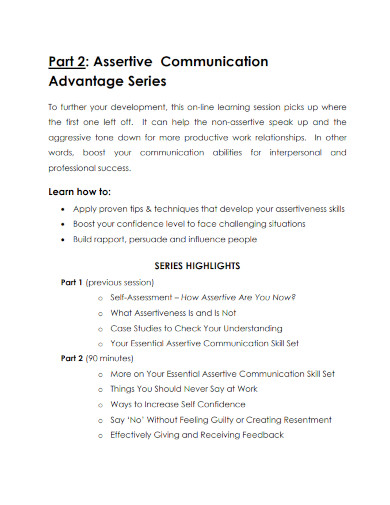 assertive communication advantage series