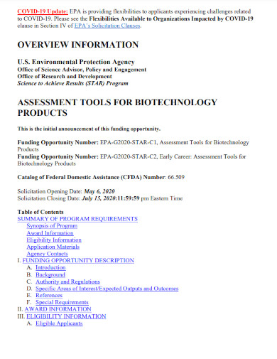 assessment tools for biotechnology products