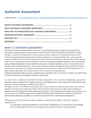 authentic assessment template 