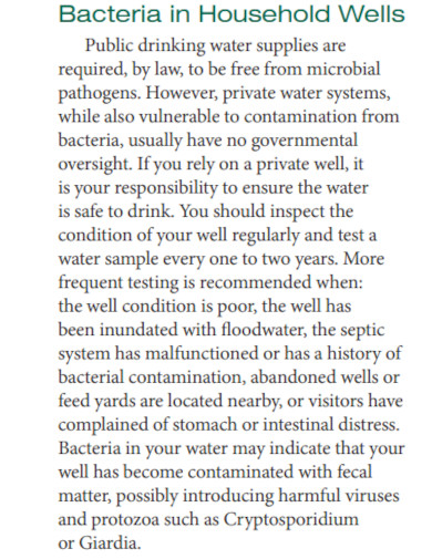 bacteria in water wells