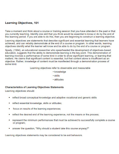 basic guide to learning objectives