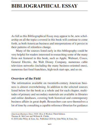 bibliographical essay template 