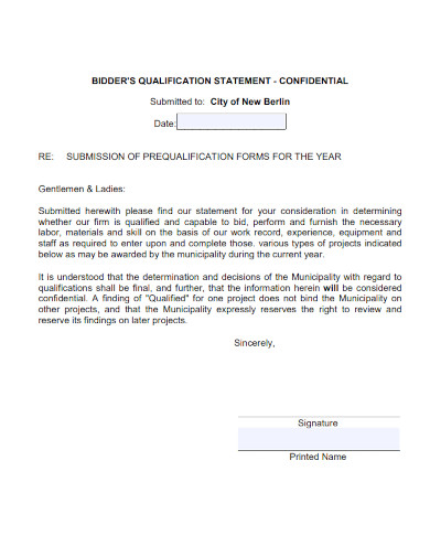 bidders qualification statement