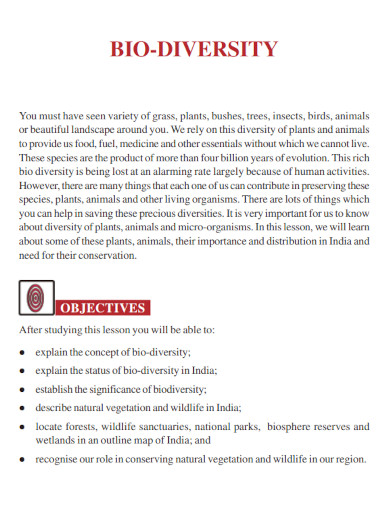 biodiversity example pdf