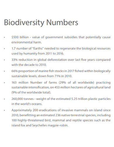 biodiversity numbers