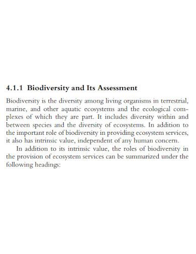 biodiversity and its assessment