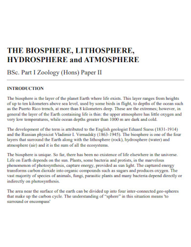 biosphere and atmosphere