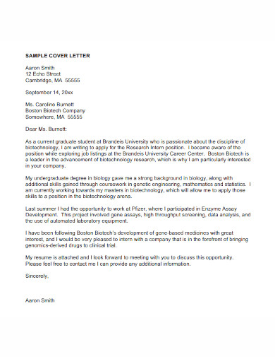 biotech engineering cover letter