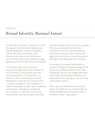 brand identity manual intent