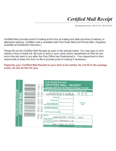 Certified Mail Examples Pdf Examples