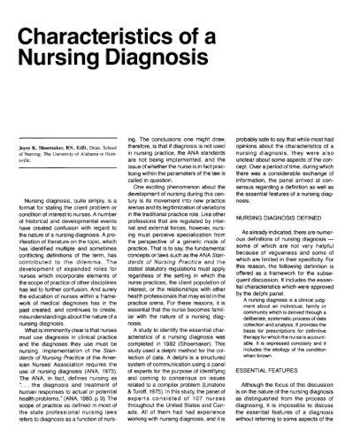 characteristics of a nursing diagnosis