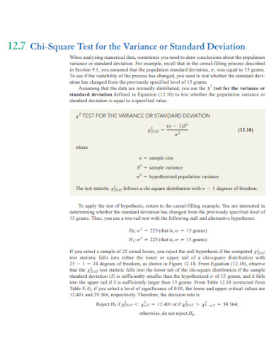 chi square test for the variance or standard deviation