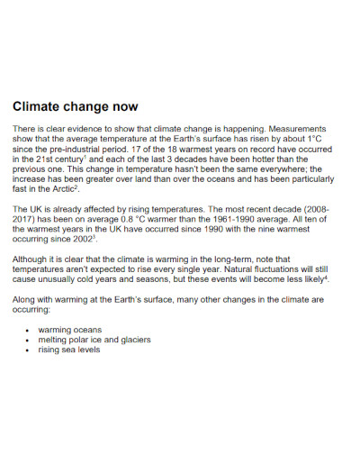 climate change handout