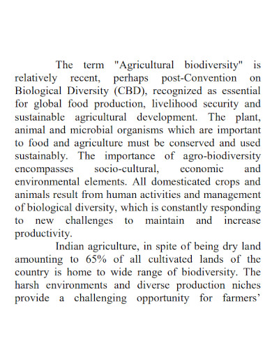 conservation of agricultural biodiversity
