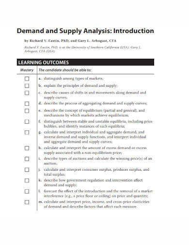 consumer demand and supply analysis