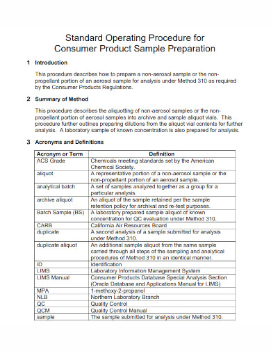 consumer product sample preparation