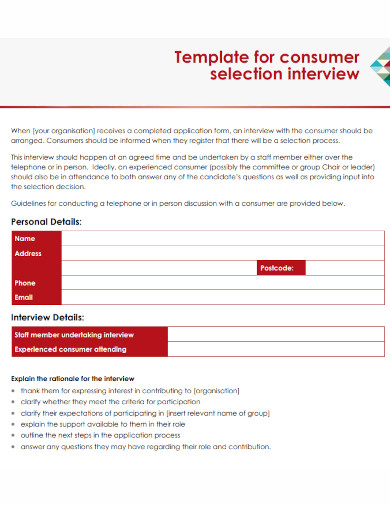 consumer selection interview